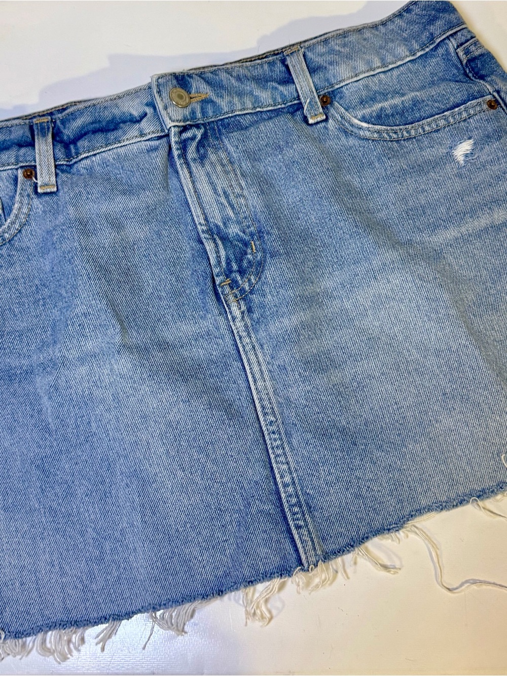 Old Navy Light Blue Distressed Denim Mini Skirt